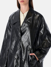 Cappotto oversize in eco-pelle nera di low Classic - | Spazio Pritelli
