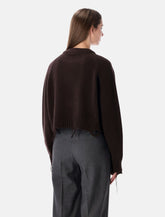 LOW CLASSIC Damaged Wool Blend Cropped Pullover Brown - | Spazio Pritelli