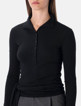 Low Classic black long sleeve half-neck wrap top - | Spazio Pritelli