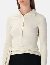 Low Classic cream long sleeve half-neck wrap top - | Spazio Pritelli