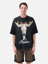 Represent Bull Skull Flames Graphic T Shirt Black - | Spazio Pritelli