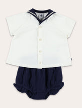 Petit Bateau babies' 2-piece cotton set with sailor collar - | Spazio Pritelli