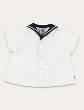 Petit Bateau babies' 2-piece cotton set with sailor collar - | Spazio Pritelli