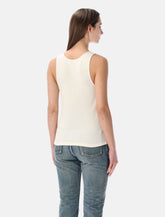 Saint Laurent Cassandre white ribbed cotton tank - | Spazio Pritelli