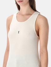 Saint Laurent Cassandre white ribbed cotton tank - | Spazio Pritelli