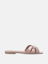 Saint Laurent Patent Leather Tribute Flat Sandals - | Spazio Pritelli