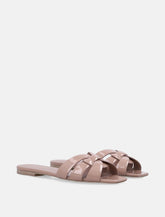 Saint Laurent Patent Leather Tribute Flat Sandals - | Spazio Pritelli