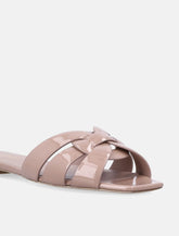 Saint Laurent Patent Leather Tribute Flat Sandals - | Spazio Pritelli