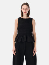 Ganni black smock tie cotton top - | Spazio Pritelli