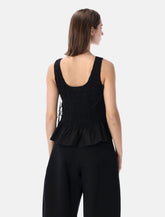 Ganni black smock tie cotton top - | Spazio Pritelli