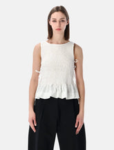 Top Ganni smock bianco in cotone con lacci - | Spazio Pritelli