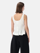 Top Ganni smock bianco in cotone con lacci - | Spazio Pritelli