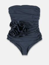 Magda Butrym flower appliqué strapless swimsuit - | Spazio Pritelli