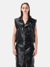 Saint Laurent leather biker vest with belt - | Spazio Pritelli