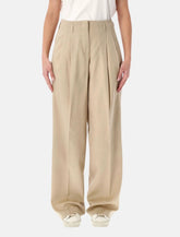 Golden Goose sand wool gabardine high-waist pants - | Spazio Pritelli