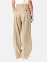 Golden Goose sand wool gabardine high-waist pants - | Spazio Pritelli