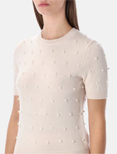 Zimmermann Hypnotic cream beaded knit t-shirt - | Spazio Pritelli