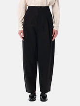 Soeur Daley round black cotton-linen pants - | Spazio Pritelli