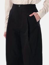 Soeur Daley round black cotton-linen pants - | Spazio Pritelli