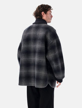 and wander Long Shaggy check jacket - | Spazio Pritelli