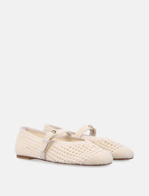 Stuart Weitzman ecru crochet Leora Mary Jane flat - | Spazio Pritelli