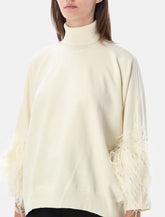 Alberta Ferretti maglione in lana merino con piume - | Spazio Pritelli