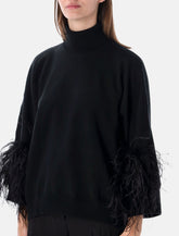 Alberta Ferretti maglione in lana merino con piume - | Spazio Pritelli