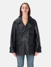 Sword Double-Breasted Leather Jacket - | Spazio Pritelli