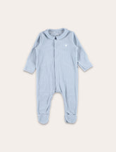 Petit Bateau blue velour baby sleepsuit - | Spazio Pritelli