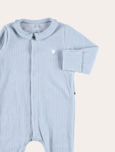 Petit Bateau blue velour baby sleepsuit - | Spazio Pritelli