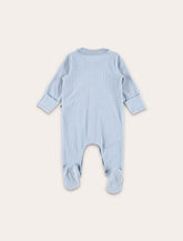 Petit Bateau blue velour baby sleepsuit - | Spazio Pritelli