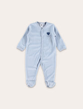 Petit Bateau blue velour baby sleepsuit - | Spazio Pritelli