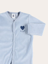 Petit Bateau blue velour baby sleepsuit - | Spazio Pritelli