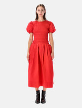Ganni smocked cotton midi dress - | Spazio Pritelli