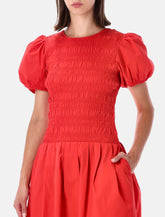 Ganni smocked cotton midi dress - | Spazio Pritelli