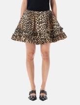 GANNI Leopard print Duchesse nylon mini skirt - | Spazio Pritelli