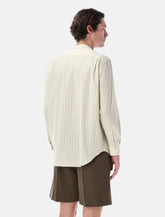 Aurelee cotton-silk stripe stand collar shirt - | Spazio Pritelli