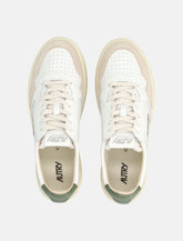 Autry Medalist white beige green leather sneakers - | Spazio Pritelli