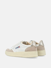 Autry Medalist leather and suede low woman's sneakers - white gold - | Spazio Pritelli