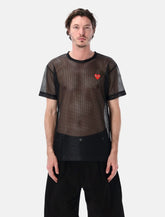 Comme des Garçons Play mesh T-shirt with red heart - | Spazio Pritelli