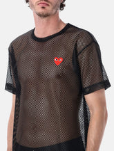 Comme des Garçons Play mesh T-shirt with red heart - | Spazio Pritelli