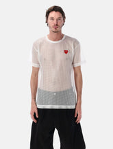 Comme des Garçons Play mesh T-shirt with red heart - | Spazio Pritelli