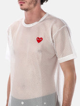 Comme des Garçons Play mesh T-shirt with red heart - | Spazio Pritelli