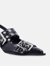 Ganni Black Buckle Kitten Heel Pumps - | Spazio Pritelli