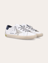 Golden Goose kids Super-Star white and blue leather sneakers - | Spazio Pritelli