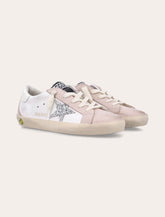 Golden Goose Pink Nubuk and Glitter Superstar Sneakers - | Spazio Pritelli