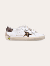 Golden Goose kids Old School leopard ponyskin and glitter heel sneakers - | Spazio Pritelli