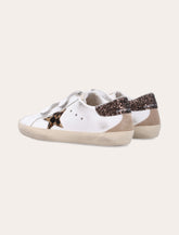 Golden Goose kids Old School leopard ponyskin and glitter heel sneakers - | Spazio Pritelli