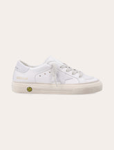 Golden Goose Kids May white nappa leather sneakers - | Spazio Pritelli