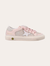 Pink Glitter Leather Sneakers - | Spazio Pritelli